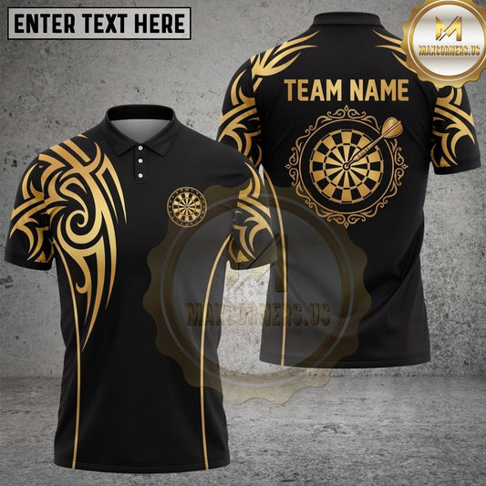 Maxcorners Darts Polo Shirt Elegant Floral Dartboard Design Multi Options Personalized Name, Team Name Unisex 3D Shirt (6 Colors)