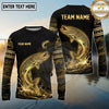 Maxcorners Fishing Black Gold Tribal Water Splash Design Custom Name & Team Name 3D Shirts (13 Breeds)