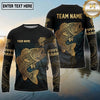 Maxcorners Fishing Black Teal Gold Tribal Ocean Design Custom Name & Team Name 3D Shirts (13 Breeds)