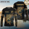 Maxcorners Fishing Black Teal Gold Tribal Ocean Design Custom Name & Team Name 3D Shirts (13 Breeds)
