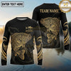 Maxcorners Fishing Black Gold Tribal Ocean Wave Design Custom Name & Team Name 3D Shirts (13 Breeds)