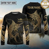 Maxcorners Fishing Black Gold Tribal Ocean Wave Design Custom Name & Team Name 3D Shirts (13 Breeds)