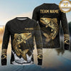Maxcorners Fishing Black Gold Tribal Wave Design Custom Name & Team Name 3D Shirts (13 Breeds)