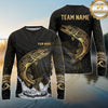 Maxcorners Fishing Black Gold Tribal Wave Design Custom Name & Team Name 3D Shirts (13 Breeds)