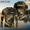 Maxcorners Fishing Black Gold Tribal Wave Design Custom Name & Team Name 3D Shirts Ver 2 (13 Breeds)