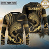 Maxcorners Fishing Black Gold Tribal Wave Design Custom Name & Team Name 3D Shirts Ver 2 (13 Breeds)