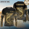 Maxcorners Fishing Black Teal Gold Tribal Splash Design Custom Name & Team Name 3D Shirts (13 Breeds)
