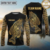 Maxcorners Fishing Black Gold Blue Splash Tribal Pike Design Custom Name & Team Name 3D Shirts (13 Breeds)