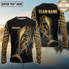 Maxcorners Fishing Black Gold Blue Splash Tribal Pike Design Custom Name & Team Name 3D Shirts (13 Breeds)