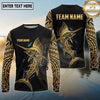Maxcorners Fishing Black Gold Blue Splash Tribal Pike Design Custom Name & Team Name 3D Shirts (13 Breeds)