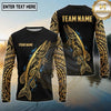 Maxcorners Fishing Black Gold Blue Splash Tribal Pike Design Custom Name & Team Name 3D Shirts (13 Breeds)