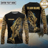 Maxcorners Fishing Black Gold Blue Splash Tribal Pike Design Custom Name & Team Name 3D Shirts (13 Breeds)