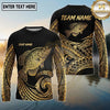 Maxcorners Fishing Black Gold Polynesian Wave Design Custom Name & Team Name 3D Shirts (13 Breeds)