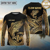 Maxcorners Fishing Black Gold Polynesian Wave Design Custom Name & Team Name 3D Shirts (13 Breeds)