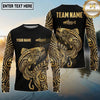 Maxcorners Fishing Black Gold Tribal Hook Design Custom Name & Team Name 3D Shirts (13 Breeds)