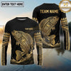 Maxcorners Fishing Black Gold Maul Tribal Water Splash Design Custom Name & Team Name 3D Shirts (13 Breeds)