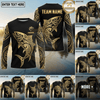 Maxcorners Fishing Black Gold Tribal Swirl Design Custom Name & Team Name 3D Shirts (13 Breeds)