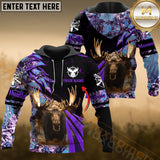 Maxcorners Moose Hunting Purple Camo Dot Pattern Custom Name Shirt 3D All Over Printed Clothes