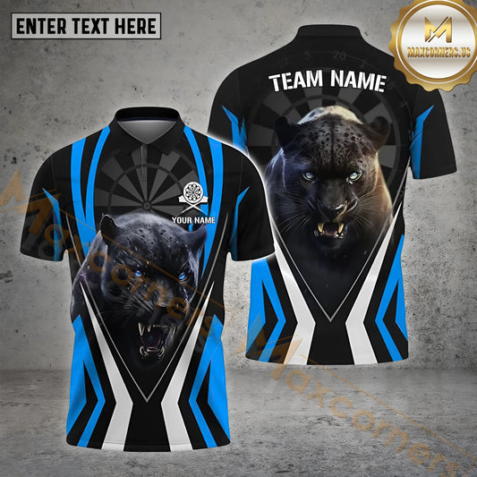 Maxcorners Darts Panther Premium Multicolor Options Personalized Name, Team Name 3D Polo Shirt (4 Colors)