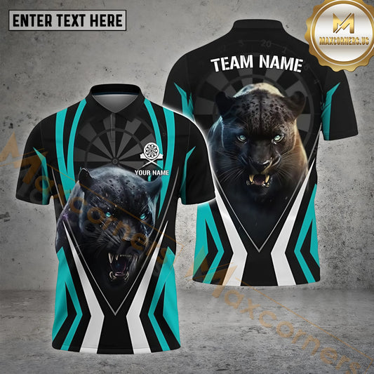 Maxcorners Darts Panther Premium Multicolor Options Personalized Name, Team Name 3D Polo Shirt (4 Colors)
