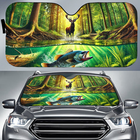 Maxcorners Fishing & Deer 1 Hunting Car Auto Sun Shade