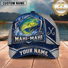 Maxcorners Fishing Silver Metal Frame Honeycomb Grid Navy Blue Water Splash Fish Hooks Personalized Name Unisex Classic Cap