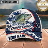 Maxcorners Fishing Japanese Ocean Wave Water Splash Honeycomb Grid Fish Hooks Personalized Name Unisex Classic Cap