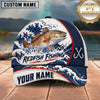 Maxcorners Fishing Japanese Ocean Wave Water Splash Honeycomb Grid Fish Hooks Personalized Name Unisex Classic Cap