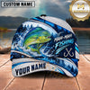 Maxcorners Fishing White Blue Water Splash Honeycomb Grid Forest Silhouettes Fish Hooks Personalized Name Unisex Classic Cap