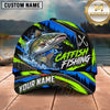 Maxcorners Fishing Neon Lime Green Blue Water Splash Honeycomb Grid Brush Strokes Fish Hooks Personalized Name Unisex Classic Cap