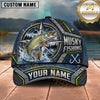 Maxcorners Fishing Compass Frame Metal Plate Honeycomb Pattern Fish Hooks Personalized Name Unisex Classic Cap