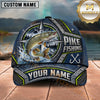 Maxcorners Fishing Compass Frame Metal Plate Honeycomb Pattern Fish Hooks Personalized Name Unisex Classic Cap