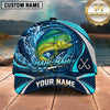 Maxcorners Fishing Water Ripple Splash Swirl Blue Fish Hooks Personalized Name Unisex Classic Cap