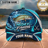 Maxcorners Fishing Water Ripple Splash Swirl Blue Fish Hooks Personalized Name Unisex Classic Cap