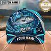 Maxcorners Fishing Water Ripple Splash Swirl Blue Fish Hooks Personalized Name Unisex Classic Cap