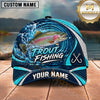 Maxcorners Fishing Water Ripple Splash Swirl Blue Fish Hooks Personalized Name Unisex Classic Cap