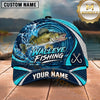 Maxcorners Fishing Water Ripple Splash Swirl Blue Fish Hooks Personalized Name Unisex Classic Cap