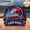 Maxcorners Fishing Sunset Lake Forest Splash Fish Scales Pattern Fish Hooks Personalized Name Unisex Classic Cap