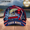 Maxcorners Fishing Sunset Lake Forest Splash Fish Scales Pattern Fish Hooks Personalized Name Unisex Classic Cap