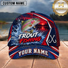 Maxcorners Fishing Sunset Lake Forest Splash Fish Scales Pattern Fish Hooks Personalized Name Unisex Classic Cap