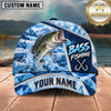 Maxcorners Fishing Ice Splash Glacier Crystal Pattern Fish Hooks Personalized Name Unisex Classic Cap