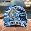 Maxcorners Fishing Ice Splash Glacier Crystal Pattern Fish Hooks Personalized Name Unisex Classic Cap