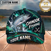Maxcorners Fishing Teal Water Splash Honeycomb Grid Pattern Fish Hooks Personalized Name Unisex Classic Cap