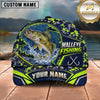 Maxcorners Fishing Topo Map Digital Camo Forest Water Splash Fish Hooks Personalized Name Unisex Classic Cap
