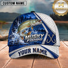 Maxcorners Fishing Fishing Net Pattern Night Forest Water Splash Fish Hooks Personalized Name Unisex Classic Cap
