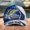 Maxcorners Fishing Fishing Net Pattern Night Forest Water Splash Fish Hooks Personalized Name Unisex Classic Cap
