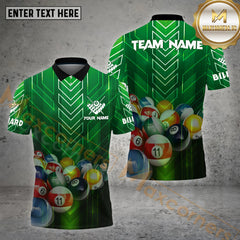 Maxcorners Billiard Rack Ball Technology Pattern Pattern Personalized Name, Team Name 3D Polo Shirt (4 Colors)