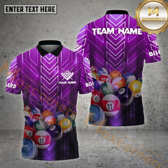 Maxcorners Billiard Rack Ball Technology Pattern Pattern Personalized Name, Team Name 3D Polo Shirt (4 Colors)