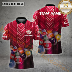 Maxcorners Billiard Rack Ball Technology Pattern Pattern Personalized Name, Team Name 3D Polo Shirt (4 Colors)