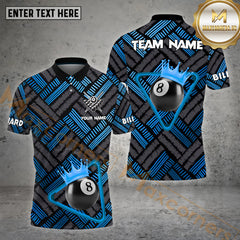 Maxcorners Billiard Rack Crown 8 Ball Pattern Pattern Personalized Name, Team Name 3D Polo Shirt (4 Colors)